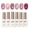 GAOY Pink Cat Eye Gel Nail Polish Set with Magnet 6 Colors, Holography for Valentine's Date Night Nails, Sweet & Spicy DIY Manicure