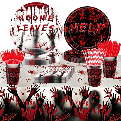 Halloween Bloody Party Supplies Set for 24 Guests - Tableware & Decorations