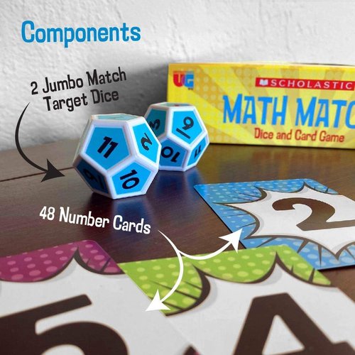 University Games Math Match Travel Dice Game - Fun Mathematics Reinforcement for Kids Ages 5+ | 2+ Players