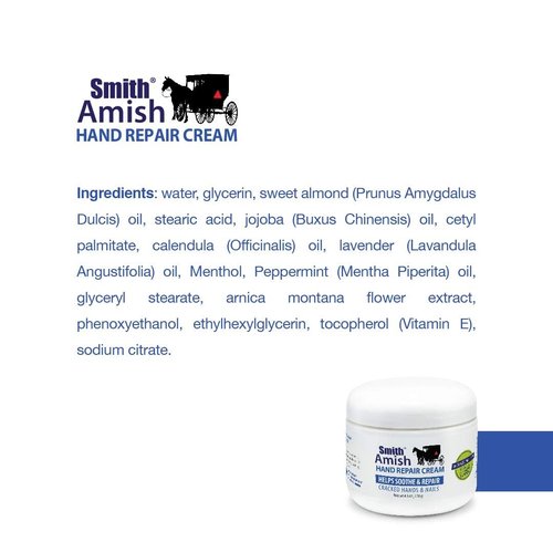 Smith Amish 6oz Hand Repair Cream - Moisturizing Formula with Glycerin, Lavender, Calendula - Soothes, Revitalizes, and Nourishes Dry, Rough Hands - Ultimate Hydration and Repair Solution