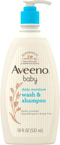 Aveeno Baby Daily Moisture 2-in-1 Body Wash & Shampoo - Gentle, Tear-Free Formula for Sensitive Skin, 18 fl. oz