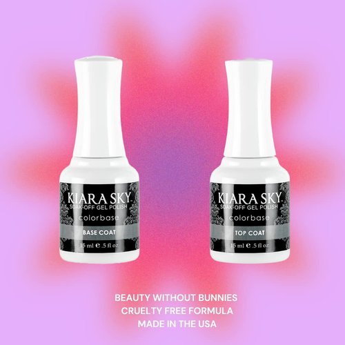 KIARA SKY Gel Polish Top Coat 0.5 fl oz + Base Coat 0.5 fl oz Duo | Soak Off Formula