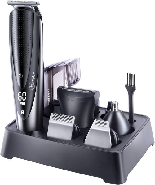Hatteker Mens Beard Trimmer Grooming kit Hair Trimmer Mustache Trimmer Body Groomer for Nose Ear Facial Hair Cordless Waterproof 5 in 1