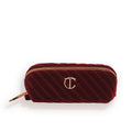 Charlotte Tilbury Travel Makeup Bag - Quilted Velvet Cosmetic Organizer with 5 Compartments & Zip Pocket - Iconic Night Crimson