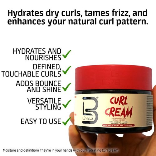Skiennix Level 3 Hydrating Curl Cream - Coconut & Jojoba Oil for Coily, Curly Hair - Locks In Moisture & Shine