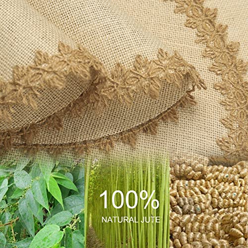 FunWheat Jute Lace Round Braided Placemats Set of 12 - 15 Inch Farmhouse Table Mats