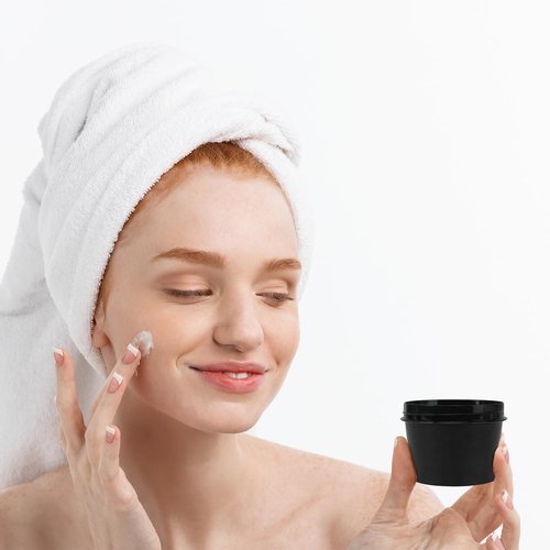 Plastic Cream Jars Travel Containers for Toiletries 3.4oz 6 Pack TSA Approved Wide-mouth Cosmetic Pot Jars with Lids Leak Proof Travel Size Containers for Makeup Face Cream(Black)