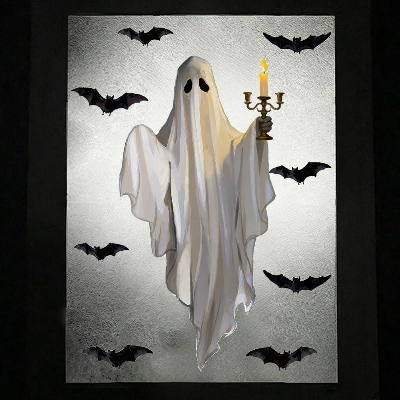 Halloween Window Clings Decorations Ghost & Bat Set - Colorful 22 Variation