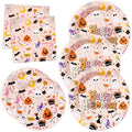 Halloween Plates and Napkins Set - 200 Pcs Party Tableware for Festive Events