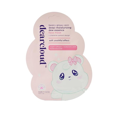 Dearcloud Beary Glowy Skin Deep Moisturizing Face Mask - Vegan Collagen & Hyaluronic Acid (3 Count)