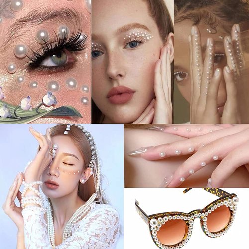 100g Mix Resin Rhinestones Flatback Half Round Pearls Mixed Size 3mm-10mm AB Color Half Pearls Resin Rhinestones for DIY Craft Nail Art Shoes Clothes Phone Case (Pink/Green Series)