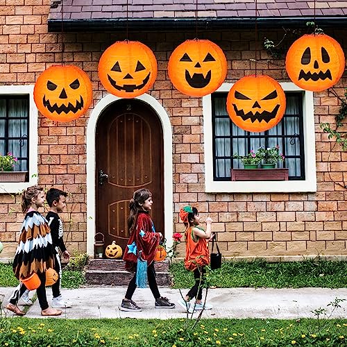 Halloween Pumpkin Paper Lanterns Set of 20 - 8 Inch Decor for Indoor & Outdoor Parties