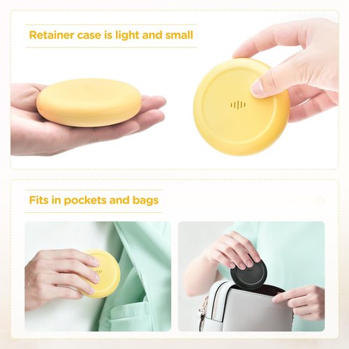 Gaboolo 2 Pack Retainer Case Ultra-slim Aligner Case with Vent Holes Removable Inner Tray Silicone for Easy Cleaning (2Pack Yellow Green)