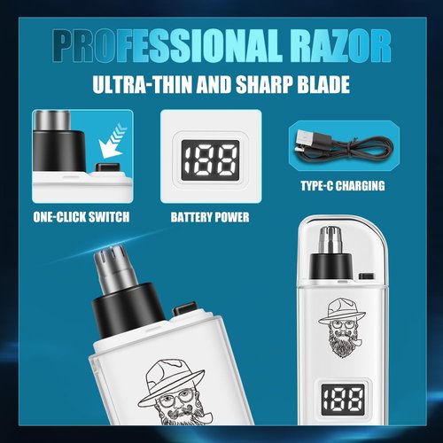 LQT Hair Clippers for Men, Professional Rechargeable Cordless Clippers for Men Electric Beard Trimmer Nose and Ear Hair Trimmer with Comb, Wrap, Bag, Men's Birthday Christmas Gifts