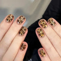 Handmade Press On Nails Leopard Cat Eye Short Square Fake Nails 10Pcs(M)