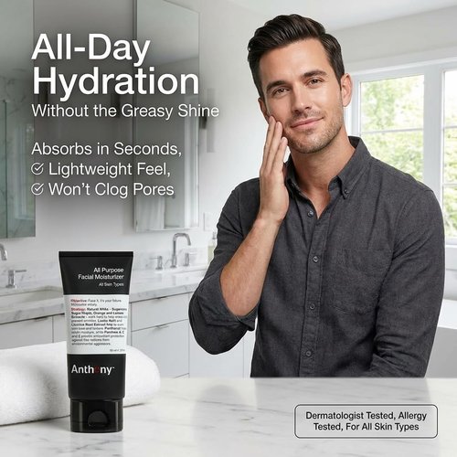 Anthony All-Purpose Facial Moisturizer - Hydrating Lotion for Dry Skin | Lightweight, Non-Comedogenic, Anti-Aging - 3 Fl Oz