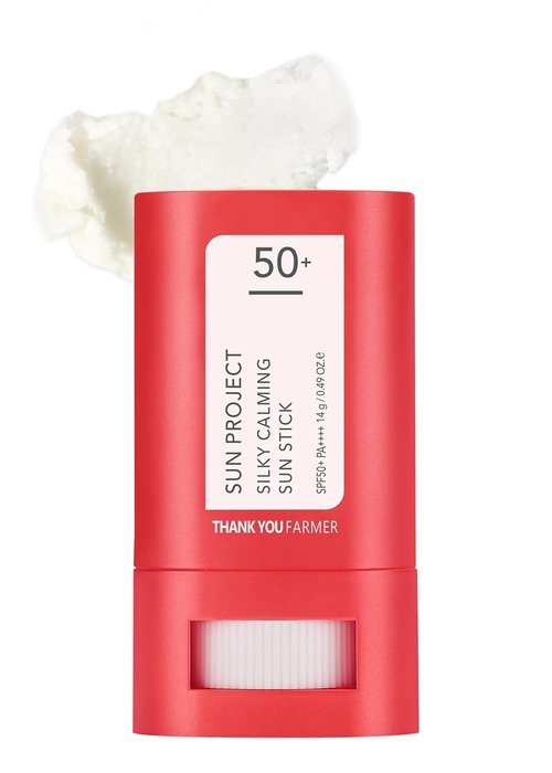 ThankYou Farmer Sun Project Silky Calming Sun Stick SPF50+ | Water-Resistant Matte Finish, Travel Size