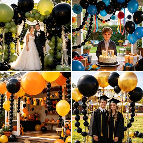 Black Link Balloons 6 Inch Latex Balloon Set - 100 Pack for Party Decor