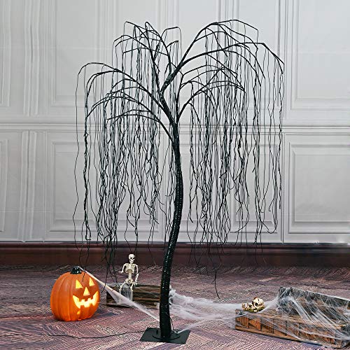 Halloween Willow Tree with Spiders - 7 Feet Purple LED Indoor Outdoor Decor