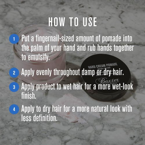 Baxter of California Hard Cream Pomade for Men - Firm Hold & Natural Finish Hair Styling Cream