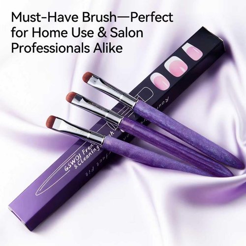 GSWOI French Tip & Nail Cleaning Brush - Dual Function Gel Polish Clean Up Tool with Custom Firm Bristles for Professional Manicure (F18)