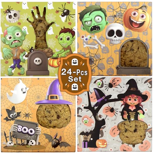 Halloween Cookie Boxes 24-Pack - Spooky Treat Gift Containers for Parties