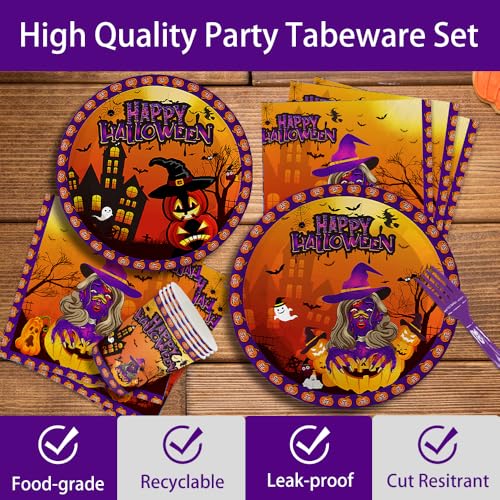 Halloween Party Tableware Set - 20 Plates, Napkins, Cups & Utensils for 20 Guests