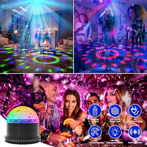 Disco Ball Light with Remote Control RGB Party Strobe for Home & Dance Events