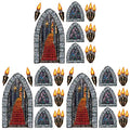 Gothic Castle Prop Set - 27 Medieval Window, Torch & Stairway Cutouts for Halloween & Haunted House Decor