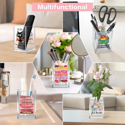 Vgrti This Little Light Of Mine I'm Gonna Let It Shine Acrylic Cosmetic Pencil Pen Holder Cup, Dumpster Fire Pen Holder Cup, Cute Grim Reaper Gifts, Mental Health Gifts for Women Men Colleague Teacher