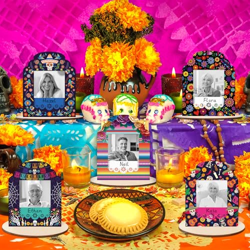 Day of the Dead Photo Frame Set - 12 Wooden Frames for Dia De Los Muertos Altars - Variation: Day of the Dead 12 Sets
