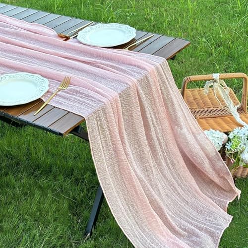 Pink Cheesecloth Table Runner 10ft for Wedding Baby Shower Fall Decor Blush