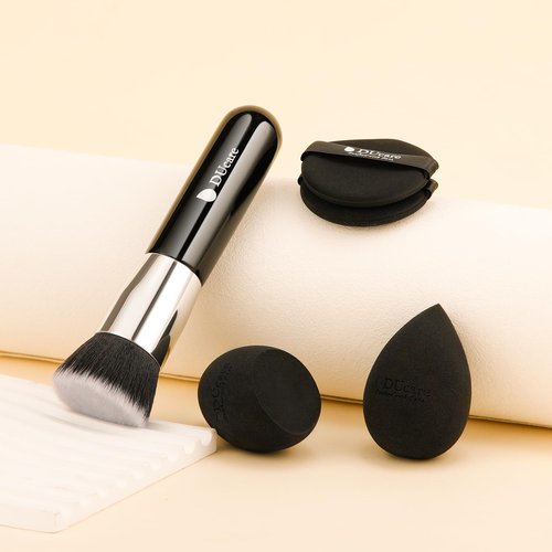 DUcare Makeup Sponges with Foundation Brush Makeup Puff Blending Foundation Sponge for Liquid BB Cream Mineral Powder Buffing Stippling
