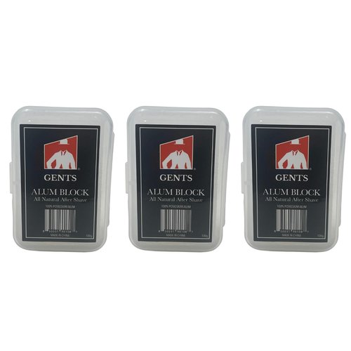 Gents Alum Block in Plastic Case | Upgrade Your Shave - Soothing Aftershave Solution for Shaving Razor Burn Relief - Travel Friendly Durable Plastic Case Included (3.5 Ounces Pack of 3)