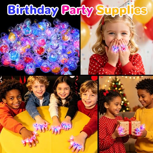 50Pcs Mouse Light Up Rings Halloween Party Favors for Kids - Mi-rings-di