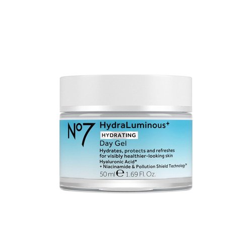 No7 HydraLuminous+ Hydrating Day Gel Moisturizer - Hyaluronic Acid & Vitamin B3 for Skin Hydration | 1.69 Fl Oz