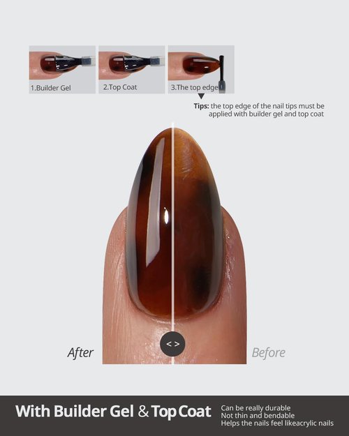 BTArtboxnails SOFTCOATTIPS Press On Nails - Tortoiseshell Short Square Press On Nails, 96Pcs Salon Quality Soak Off Soft Gel Nail Tips in 16 Sizes