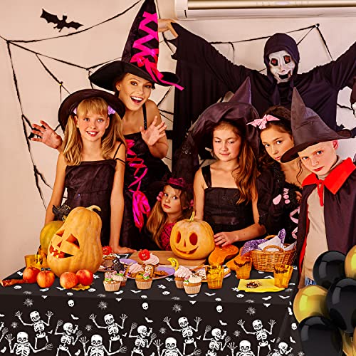 Halloween Skeleton Tablecloth Pack - 3 Disposable Plastic Coverings 54x108 Inches