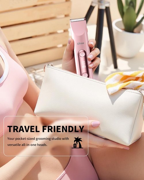 Ufree Bikini Trimmer Women Electric Razors Dual Head, Pubic Body Hair Trimmer Electric Shaver for Face, Legs, Arm, Rechargeable Lady Shaver Waterproof, Summer Grooming Kit, Gifts for Her