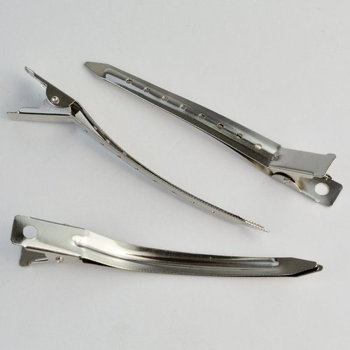 Bantoye Duck Bill Clips - 3.5 Inches Rustproof Metal Alligator Curl Clips for Hair Styling | Silver - 24 Packs