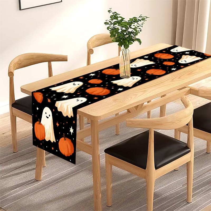 Halloween Table Runner 13x72 Inch Ghost Pumpkin Decor for Dining Table