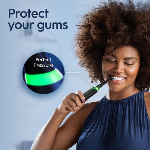 Oral-B iO3 Rechargeable Electric Toothbrush - Deep Clean with 3 Modes & Visual Pressure Sensor | Azalea Pink, 2 Brush Heads & Travel Case