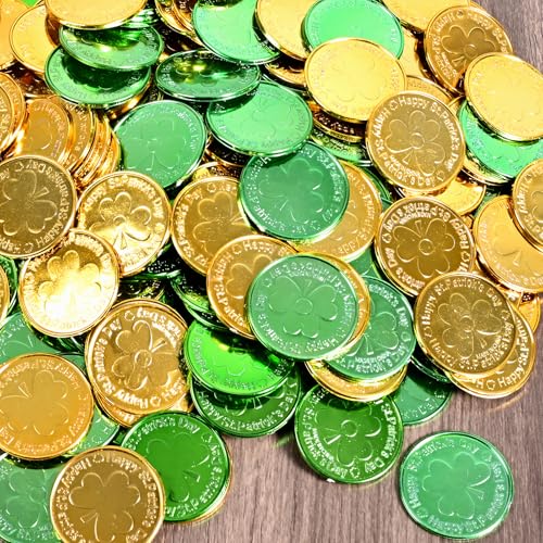 St. Patrick's Day Pot of Gold Set with Cauldron Coins Garland & Sequins