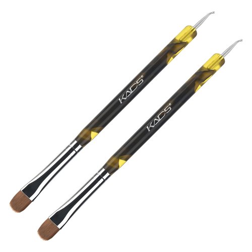 KADS 2 Way French Brush Acrylic Sable Brush 2 Way Acrylic Professional French Manicure Clean-up Brush Nail Art Brush Nail Dotting Pen (#12 2Pcs)