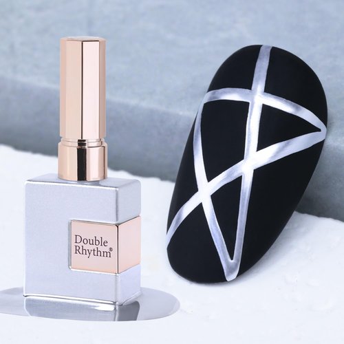 Double Rhythm 15 Ml Metallic Gel Liner Nail Art Gel Bronze Mirror Chrome Painted Drawing Stripper 3D Effect Gel Polish (Chrome Silver-L1009)
