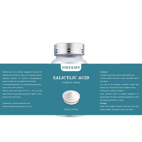 Salicylic Acid Powder (4.58 oz/130 g), Ultra Pure Cosmetic Grade Original Ingredients with no Additives, BHA Exfoliant for DIY Cleanser, Toner, Shampoo, Body Wash, Lotion