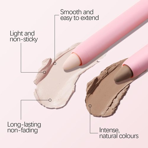 Boobeen Eyebrow Highlighter - Dual Color Contour Brow Pencil & Illuminating Cream Pen for Natural Brows