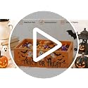 Halloween Candy Bowl Trick or Treat Holder Wooden Double Sided Decor