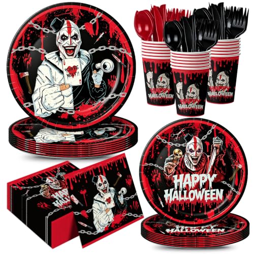 168-Piece Halloween Party Supplies Set Includes Plates Napkins Cups Cutlery