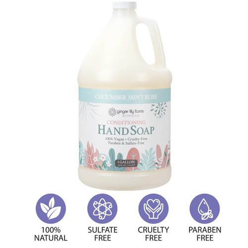Ginger Lily Farms Botanicals Conditioning Liquid Hand Soap Refill, 100% Vegan & Cruelty-Free, Cucumber Mint Bliss Scent, 1 Gallon (Pack of 4)